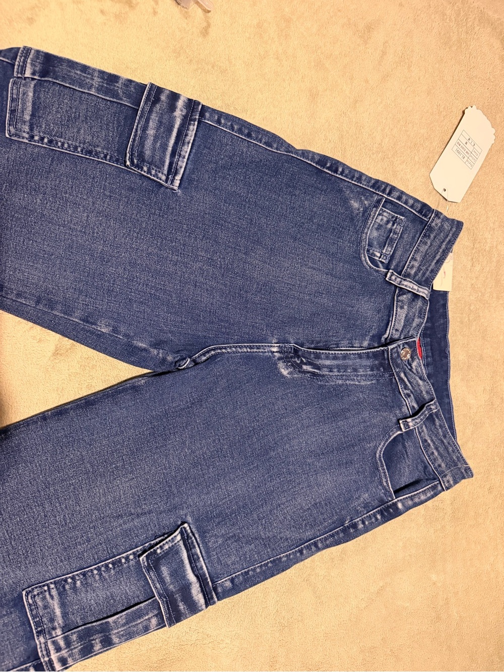 Women’s Blue Cargo Straight-Leg Jeans